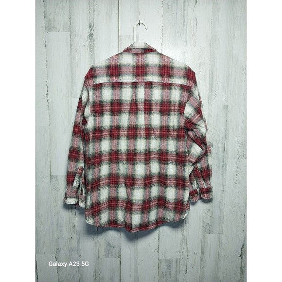 Vintage FIELD & STREAM Heavyweight Flannel Shirt Red Plaid Large Men's - Picture 4 of 5